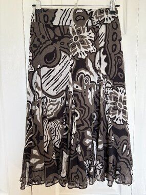 Esprit Collection Abstract Floral Plissé Midi Skirt - Size 10